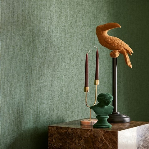 307322 Leonardo Dark Green Flock Vertical Stripe Raised Felt