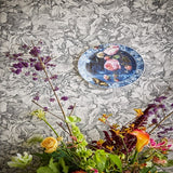 307340 Auguste Charcoal Double Hibiscus Floral Wallpaper