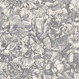 307340 Auguste Charcoal Double Hibiscus Floral Wallpaper