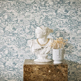 307343 Auguste Navy Double Hibiscus Floral Wallpaper