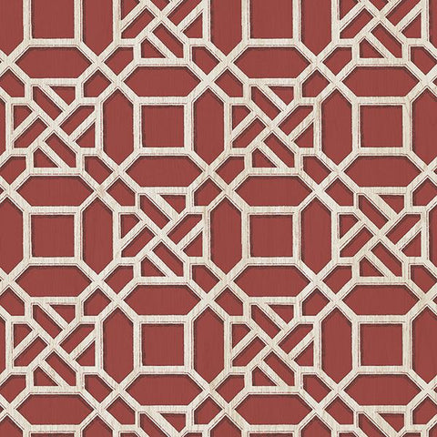 3112-002712 Adlington Maroon Geometric Wallpaper