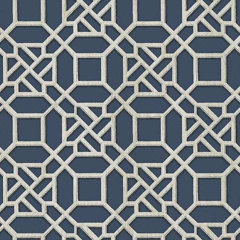 3112-002714 Adlington Blue Geometric Wallpaper