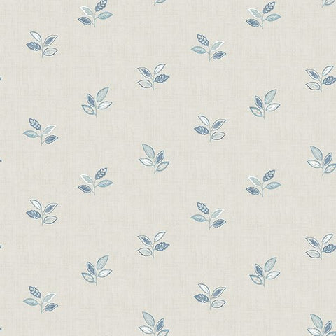 3112-002740 Leigh Blue Leaf Wallpaper