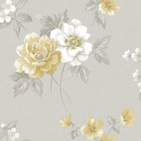 3112-002758 Keighley Grey Floral Wallpaper