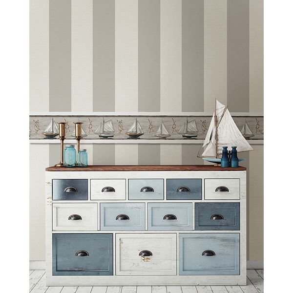 Chesapeake 3113-194537 Grey Awning Stripe Wallpaper