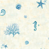 3113-54531 Boca Raton Blue Seashells Wallpaper
