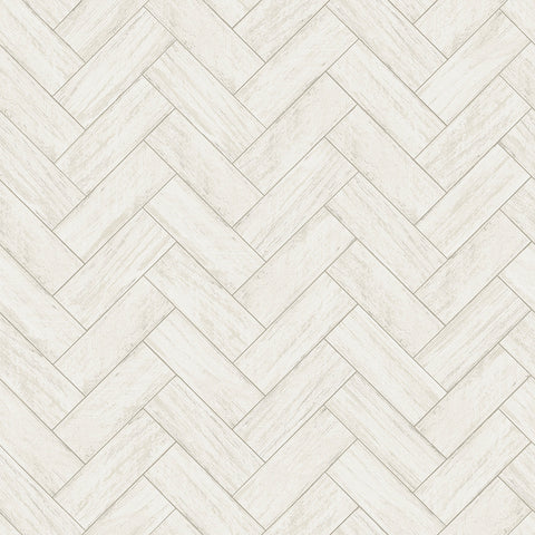 3122-10100 Kaliko White Wood Herringbone Wallpaper
