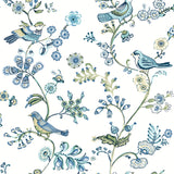 3122-10802 Jinjur Teal Bird Trail Wallpaper