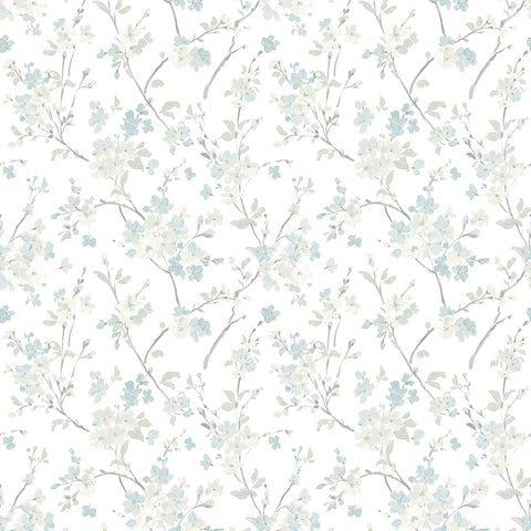 3122-10910 Glinda Aqua Floral Trail Wallpaper