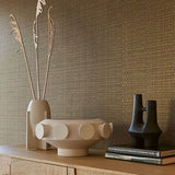 313533 Canvas Basket Weave Brown Wallpaper