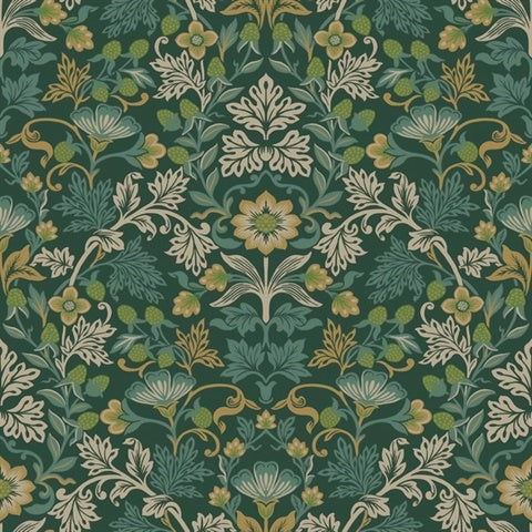 316000 Lila Teal Strawberry Floral Wallpaper