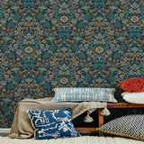 316001 Lila Blue Strawberry Floral Wallpaper