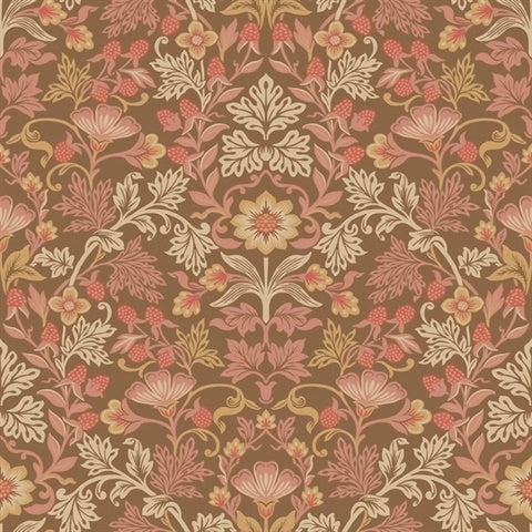 316005 Lila Pink Strawberry Floral Wallpaper