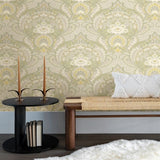 316010 Nasrin Light Grey Large Floral Damask Wallpaper