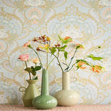 316011 Nasrin Light Blue Large Floral Damask Wallpaper