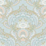 316011 Nasrin Light Blue Large Floral Damask Wallpaper