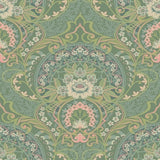 316013 Nasrin Sea Green Large Floral Damask Wallpaper