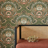 316014 Nasrin Dark Green Large Floral Damask Wallpaper