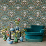 316015 Nasrin Blueberry Large Floral Damask Wallpaper