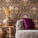 316016 Nasrin Purple Large Floral Damask Wallpaper