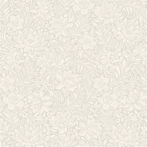 316020 Zahara Light Grey Scandinavian Floral Wallpaper