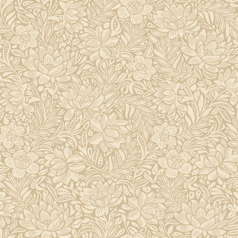 316021 Zahara Wheat Scandinavian Floral Wallpaper