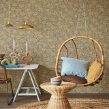 316022 Zahara Chocolate Scandinavian Floral Wallpaper