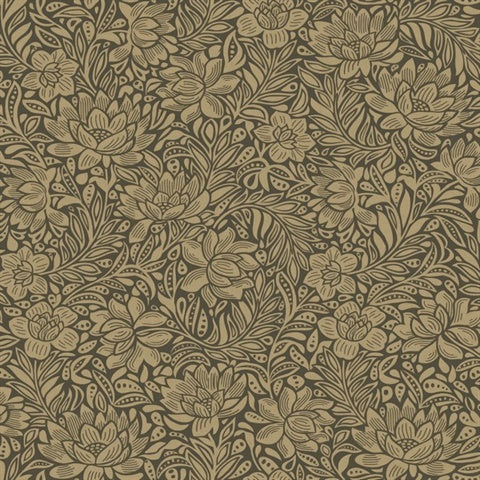 316022 Zahara Chocolate Scandinavian Floral Wallpaper