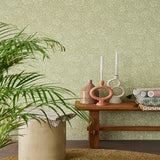 316024 Zahara Olive Scandinavian Floral Wallpaper