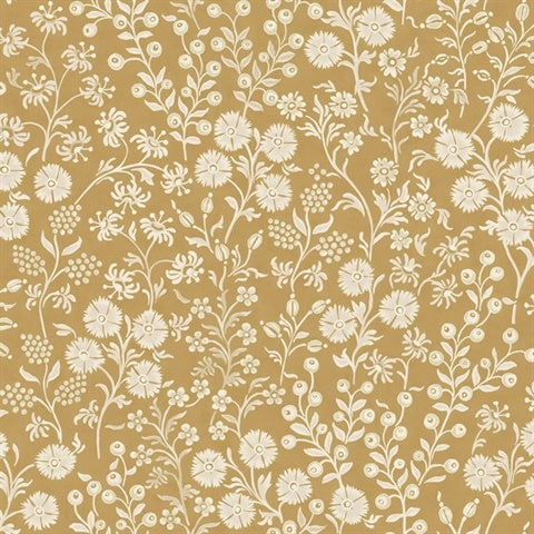 316042 Liana Gold Raised Berry Floral Wallpaper