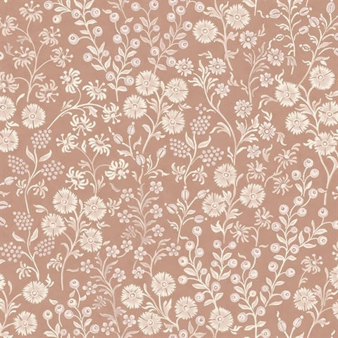 316043 Liana Blush Raised Berry Floral Wallpaper