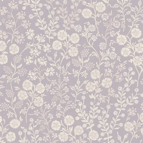 316045 Liana Periwinkle Raised Berry Floral Wallpaper