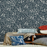 316047 Liana Indigo Raised Berry Floral Wallpaper