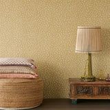 316052 Marguerite Chartreuse Raised Small Floral Leaf Wallpaper