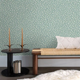 316054 Marguerite Sea Green Raised Small Floral Leaf Wallpaper