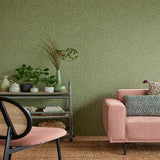 316055 Marguerite Green Raised Small Floral Leaf Wallpaper