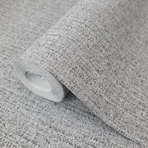 32665 Plain contemporary matt gray faux subtle woven fabric textured modern wallpaper