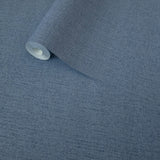 32675 Plain contemporary matt deep navy blue faux jeans fabric textured wallpaper roll

