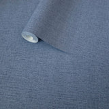 32675 Plain contemporary matt deep navy blue faux jeans fabric textured wallpaper roll
