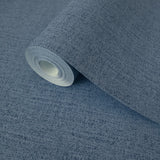 32675 Plain contemporary matt deep navy blue faux jeans fabric textured wallpaper roll
