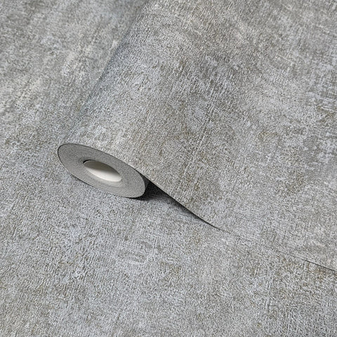 32832 Industrial chic matt gray rustic faux distressed plaster textured wallpaper roll