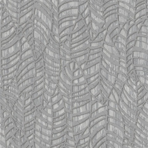 32974 Grey Leaves Textured Wallpaper