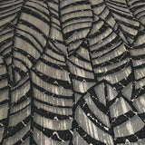 32975 Abstract botanic Layered leaf Faux fabric Textured black brass foil wallpaper 3D