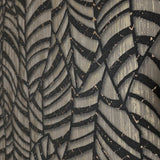 32975 Abstract botanic Layered leaf Faux fabric Textured black brass foil wallpaper 3D