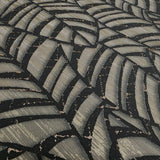 32975 Abstract botanic Layered leaf Faux fabric Textured black brass foil wallpaper 3D