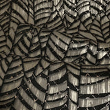 32975 Abstract botanic Layered leaf Faux fabric Textured black brass foil wallpaper 3D
