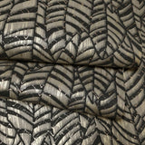 32975 Abstract botanic Layered leaf Faux fabric Textured black brass foil wallpaper 3D