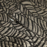 32975 Abstract botanic Layered leaf Faux fabric Textured black brass foil wallpaper 3D
