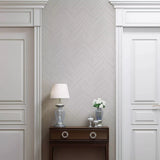 33375 Light gray off white faux herringbone wood planks textured modern wallpaper 3D