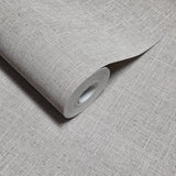 33394 Contemporary matt taupe rustic faux linen fabric sackcloth textured wallpaper